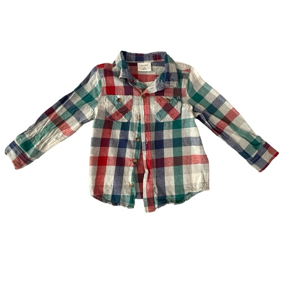 Okie Dokie Boy’s Flannel Button Up Shirt size 5t - Picture 1 of 4